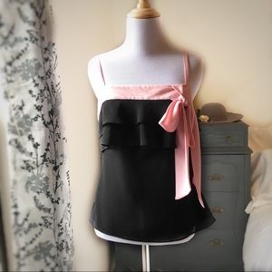Loft black & pink bow accent top size 2